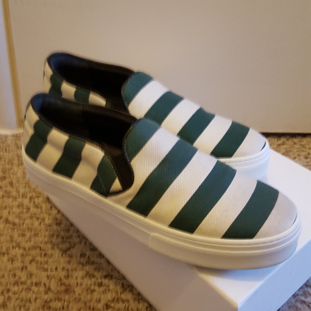 Celine Green & White Stripe Slip On Sneaker 8