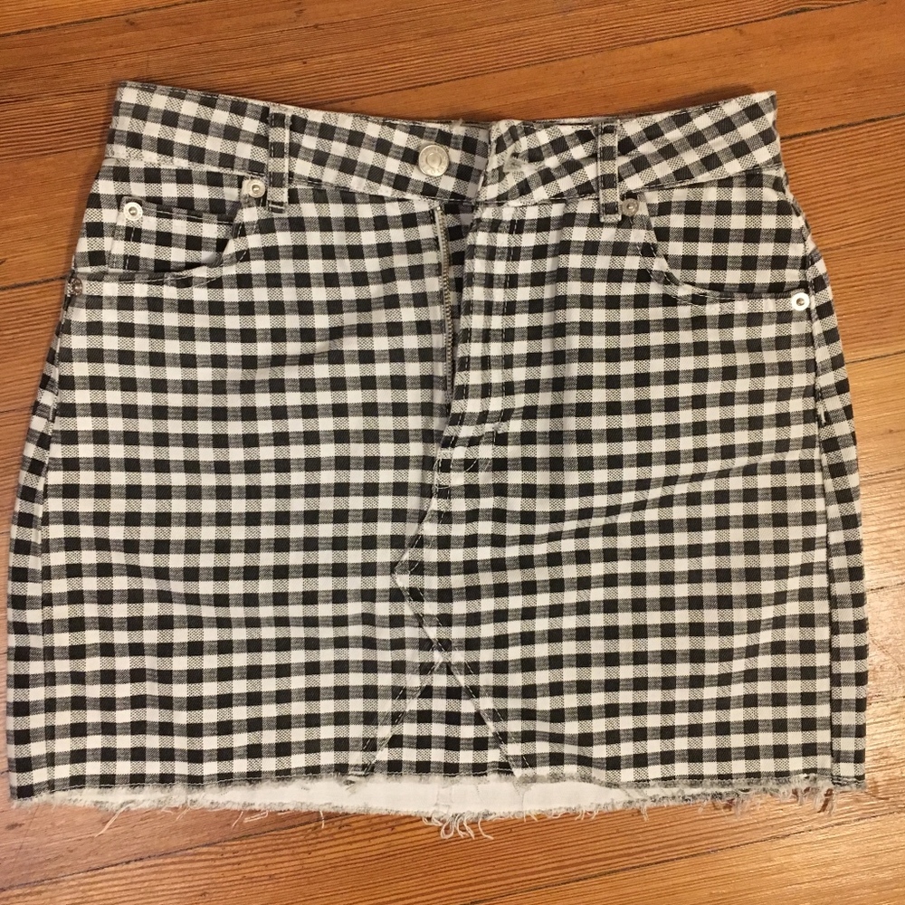 Moto Gingham Denim Skirt - Topshop