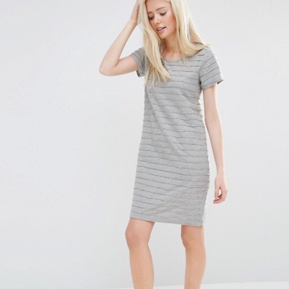 Women's ASOS Vila Textures Stripe Shift Dress - Picture 2 of 4