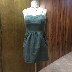 Olive Green Dress with Pockets