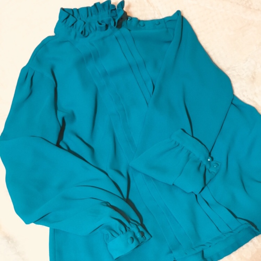 Long Sleeve Turquoise Alicia Blouse