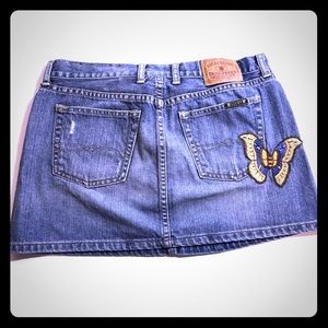 Lucky brand Denim Mini Skirt size 4 27 embroidered
