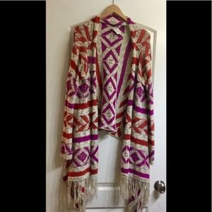 Boho Long Sleeve Open-Front Sweater