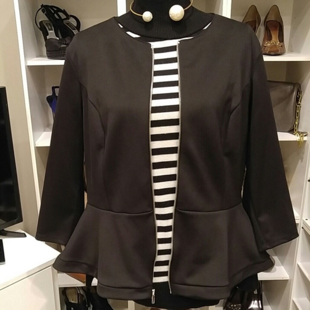 Bar III Black Peplum Jacket