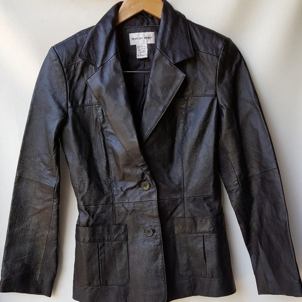 Leather Jacket Newport News - Dark Brown - Size 8