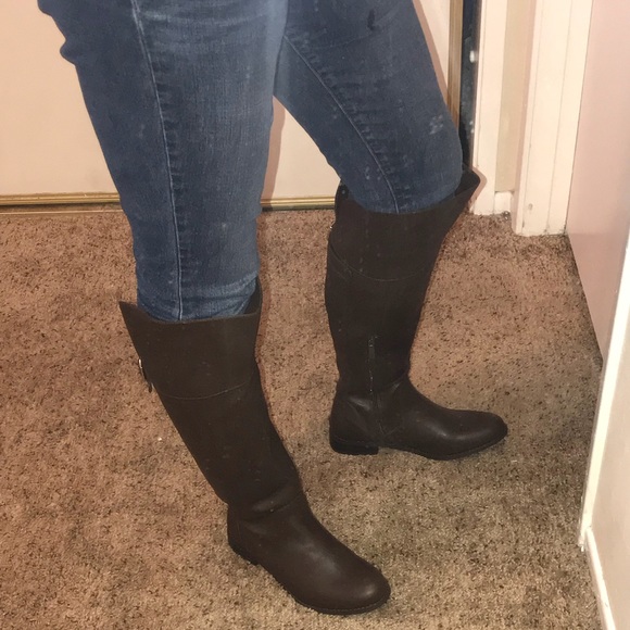 LAST ONE Buckle Round Toe Riding Knee High boot - Picture 3 of 8