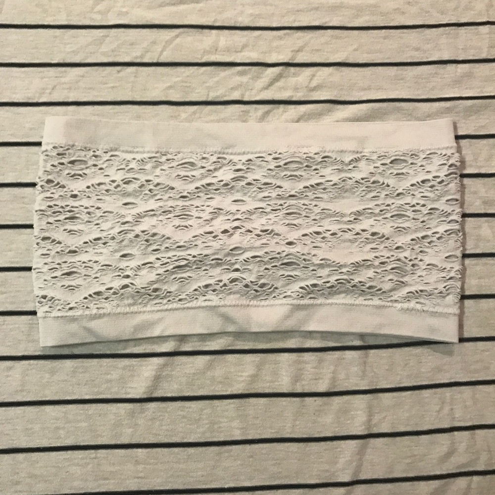 white strapless bralette