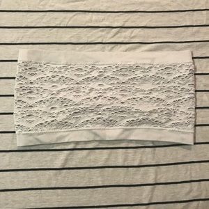 white strapless bralette