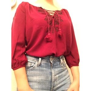 3/4 Sleeve Peasant Top