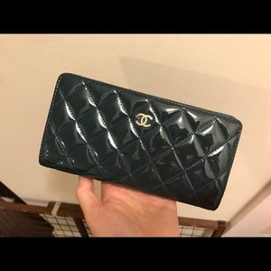Chanel patent leather bifold wallet