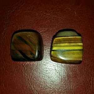 2 tiger's eye cube natural energy feng shui stones