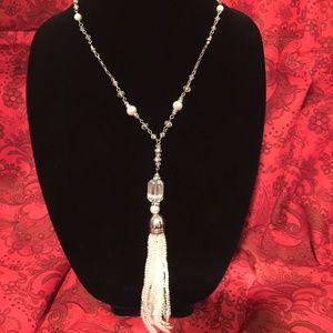 21" Silver, Clear, & White Necklace 21" Silver, Clear, & White Necklace