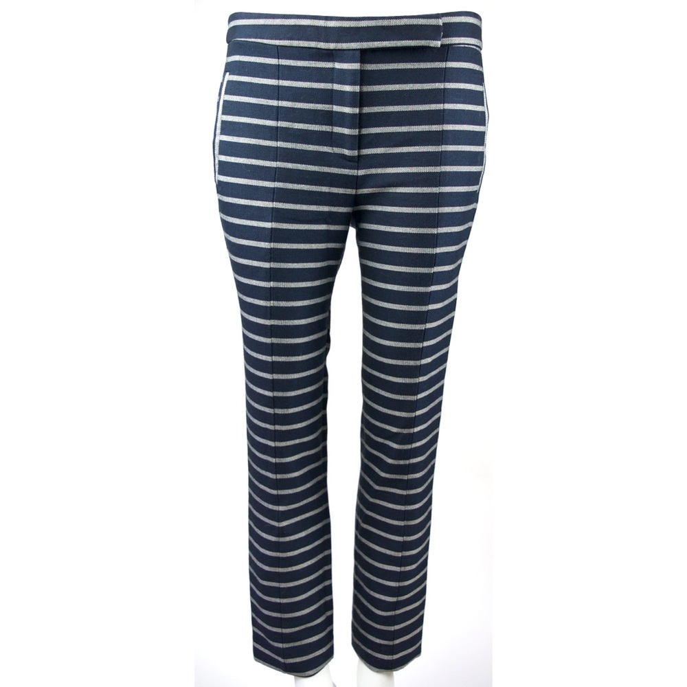 Zara Basic Trouser Pants Striped Blue Size Med