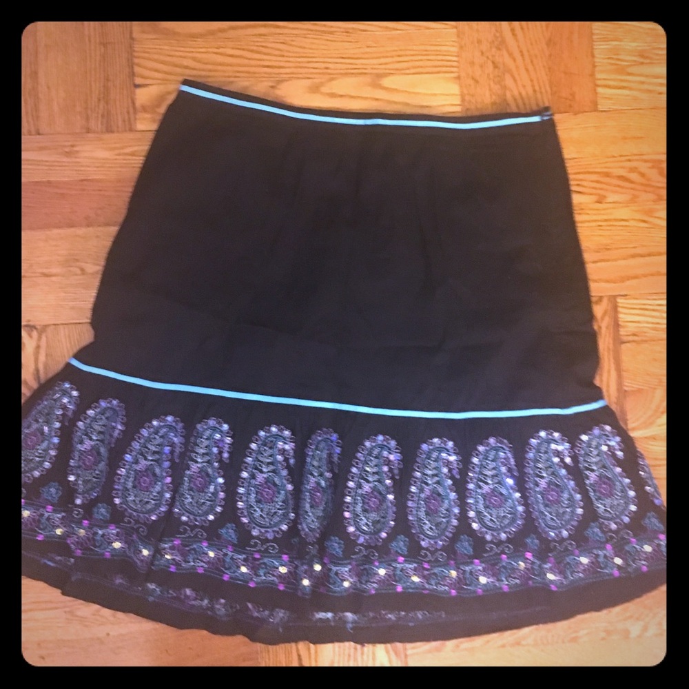 Black Embroidered Skirt