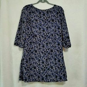 Old Navy S Black Blue Floral 3/4 Sleeve Dress Old Navy S Black Blue Floral 3/4 Sleeve Dress