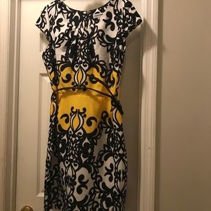 Yellow Black and White Dress