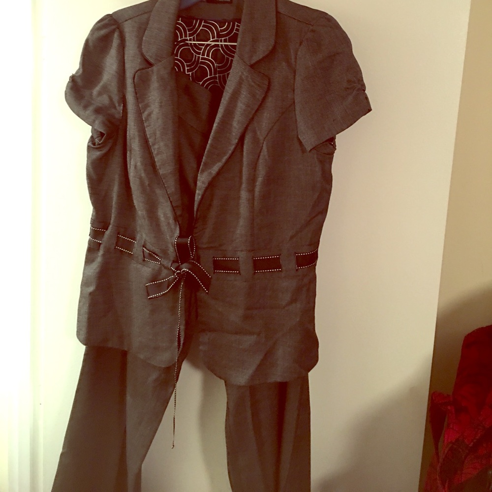 Birds eye short sleeve suit & pants set