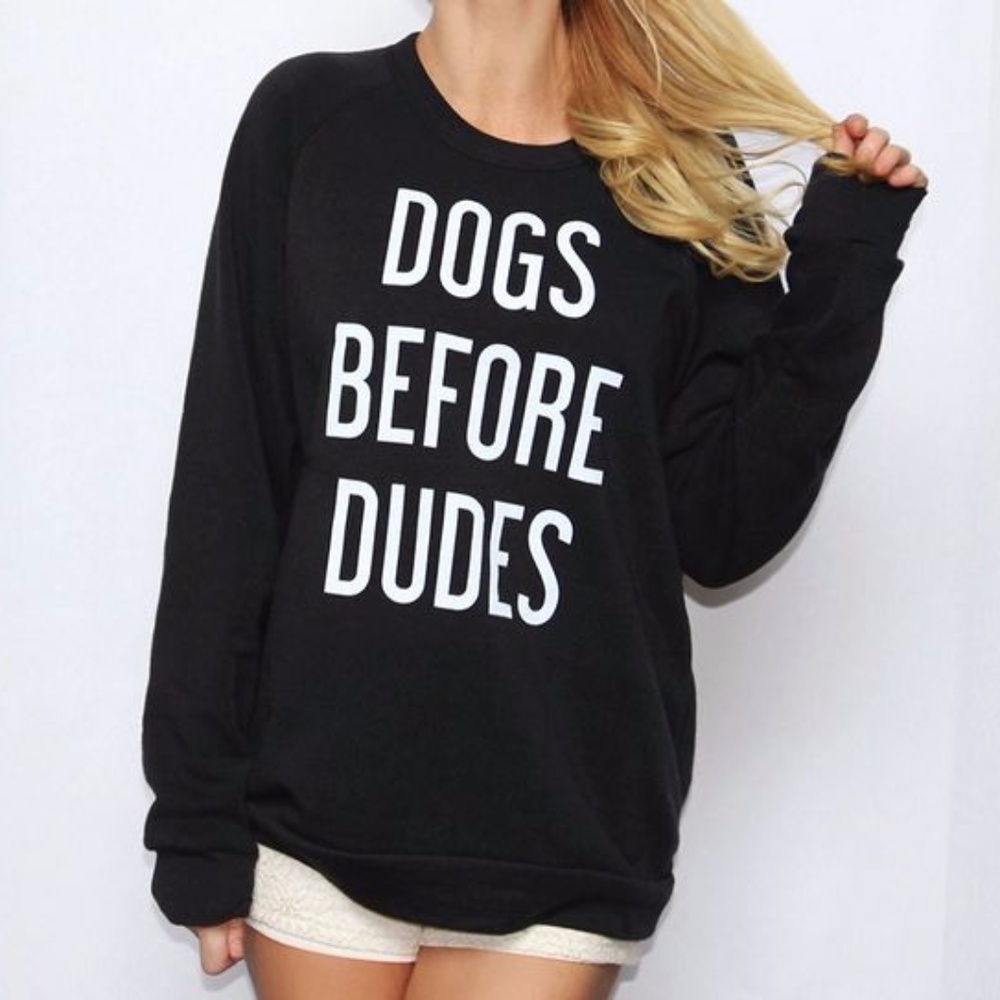 Dogs Before Dudes Unisex Sponge Fleece Raglan Crewneck Sweatshirt