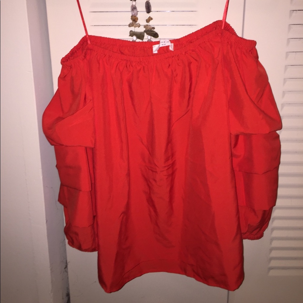 Orange off the shoulder blouse