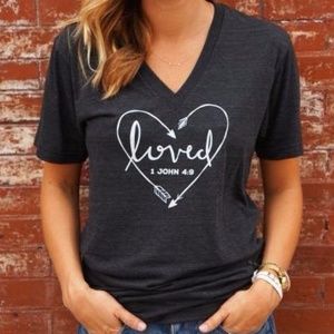 Loved 1 John 4:9 V-Neck T-Shirt