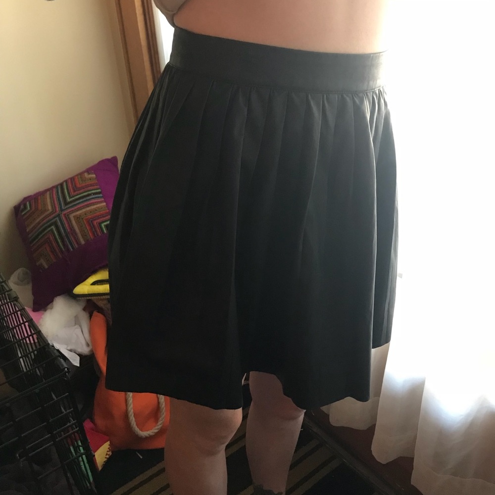 Vegan Leather Pleated Skirt