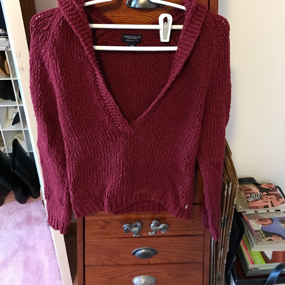AE KNIT HOODED SWEATER - EUC