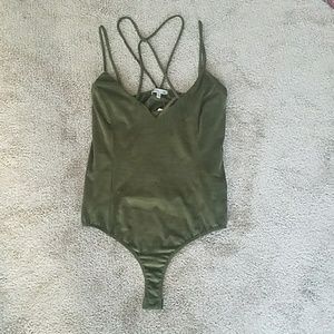 Strappy suede body suit