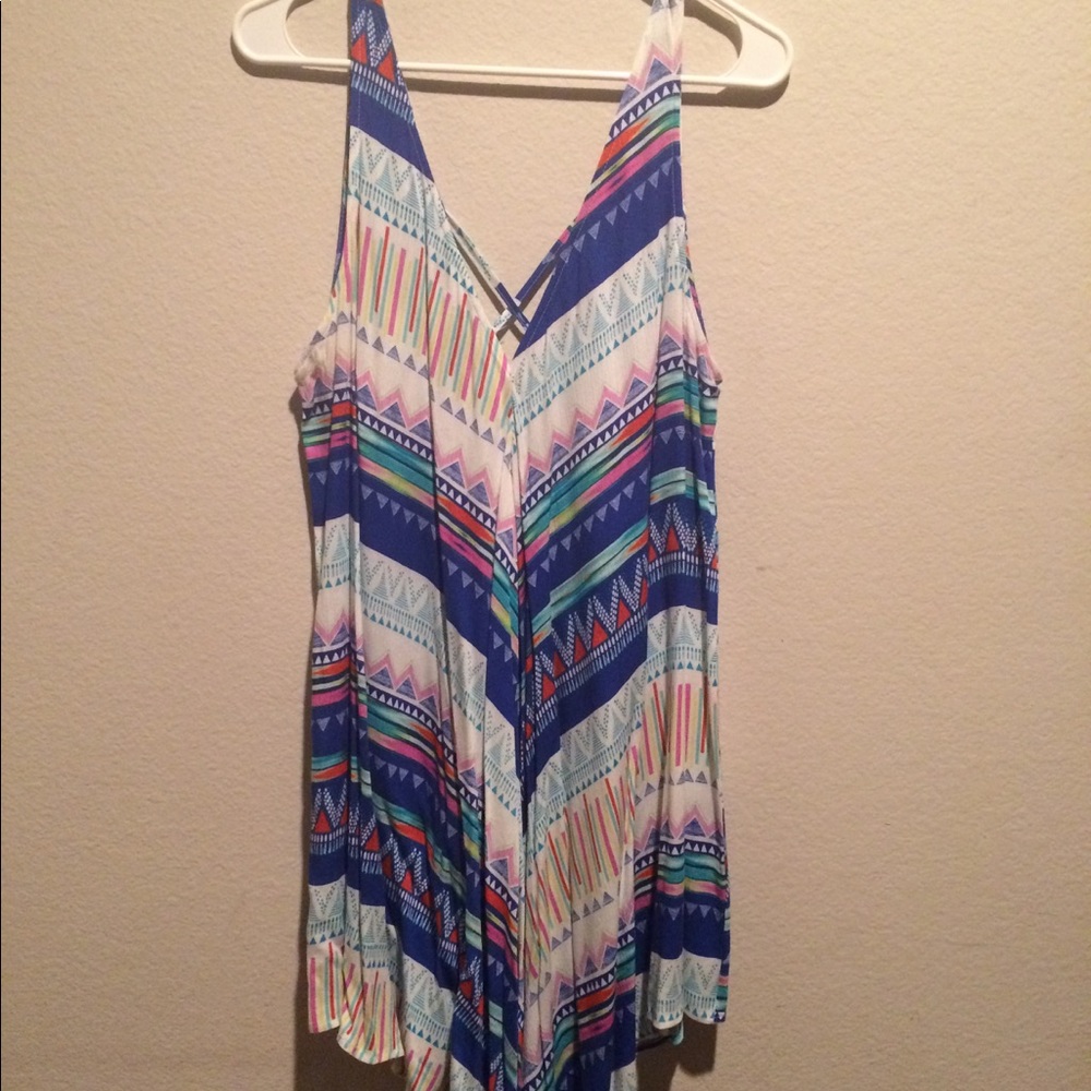 Fun Print Mid Length Dress with Strappy Back