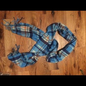 Blue and Orange Plaid Scarf
