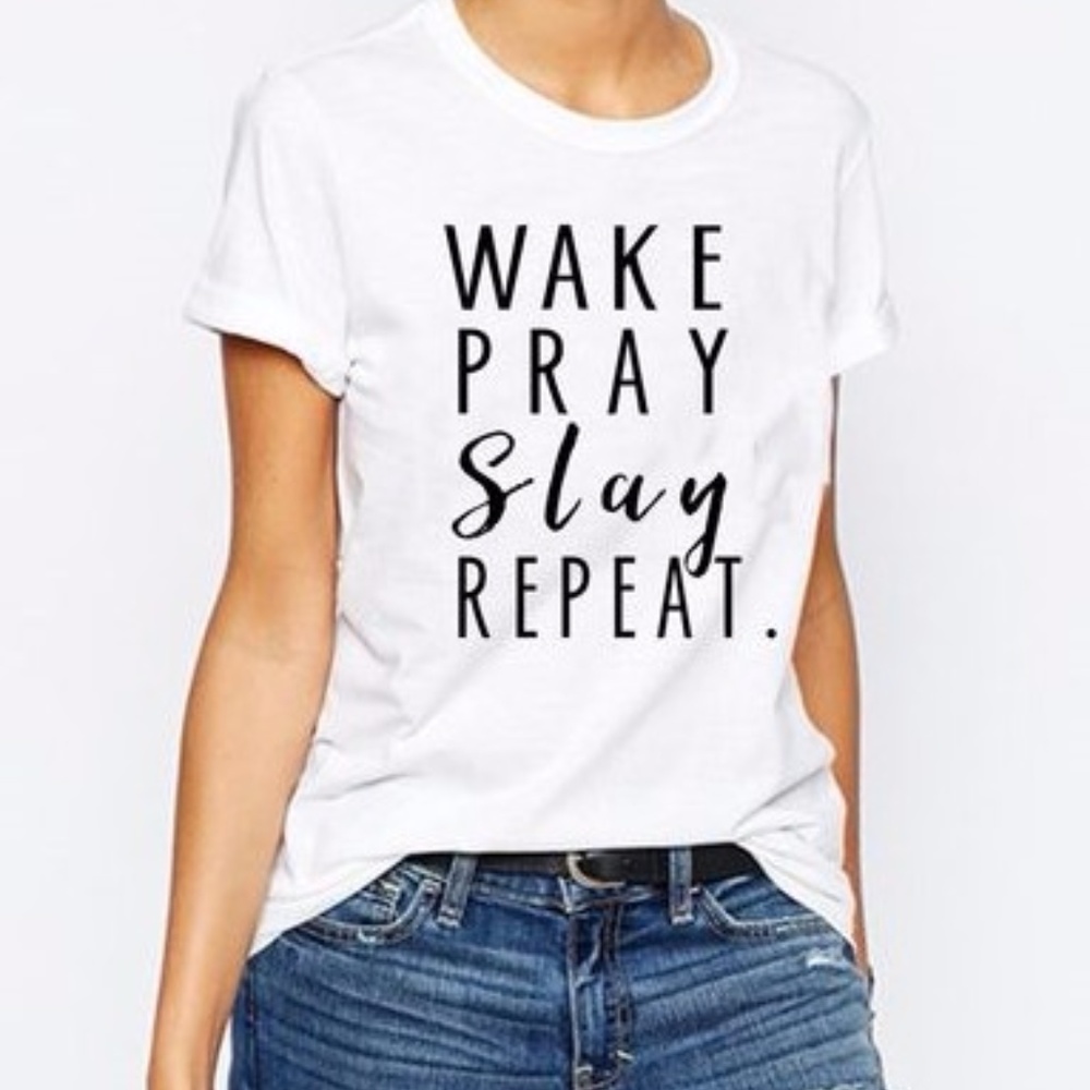 Wake Pray Slay Repeat T-Shirt - Picture 1 of 2