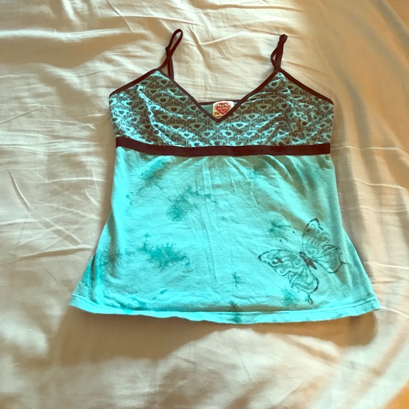 Lucky Brand spaghetti strap camisole butterfly - Picture 1 of 4
