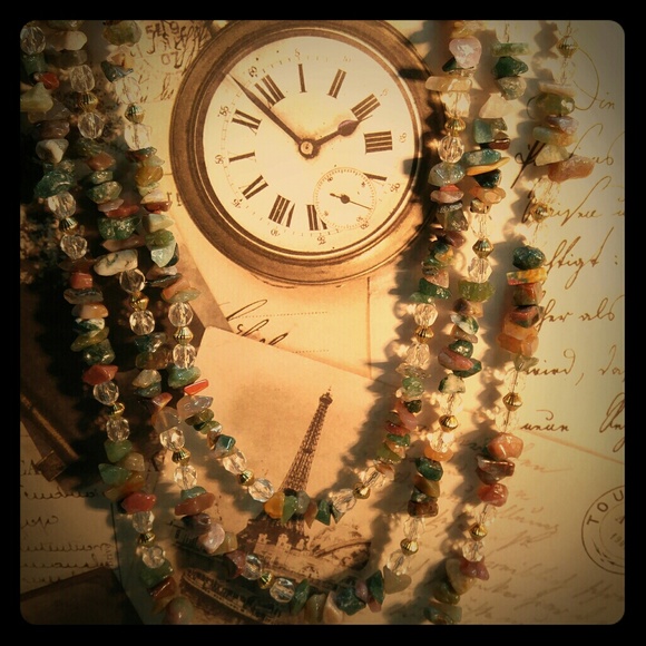 #0151 Jasper and Crystal Necklace - Picture 2 of 2