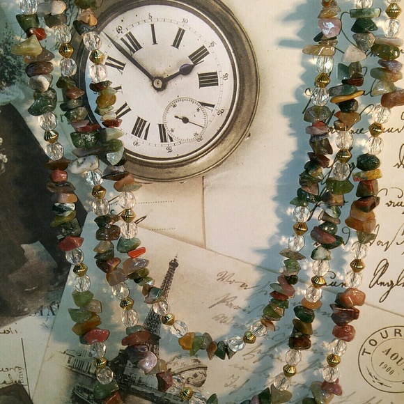 #0151 Jasper and Crystal Necklace - Picture 1 of 2