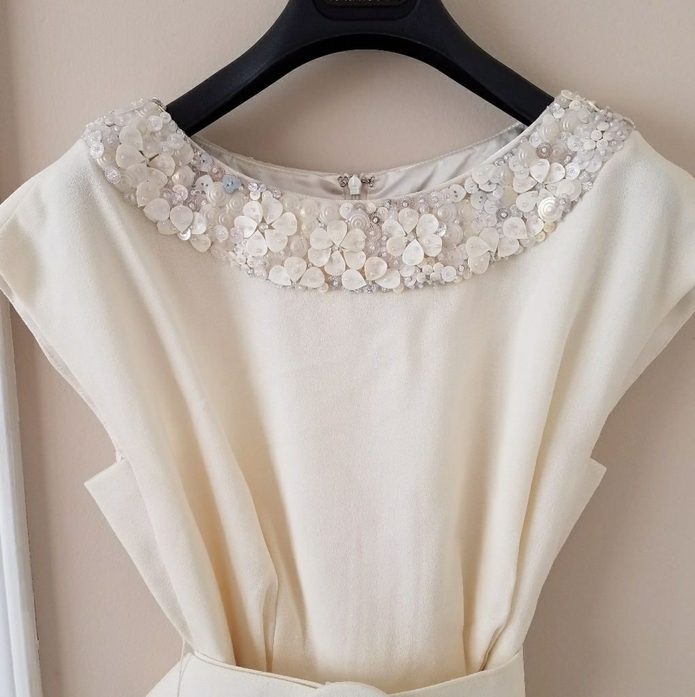 Theia Ivory Beaded Dress