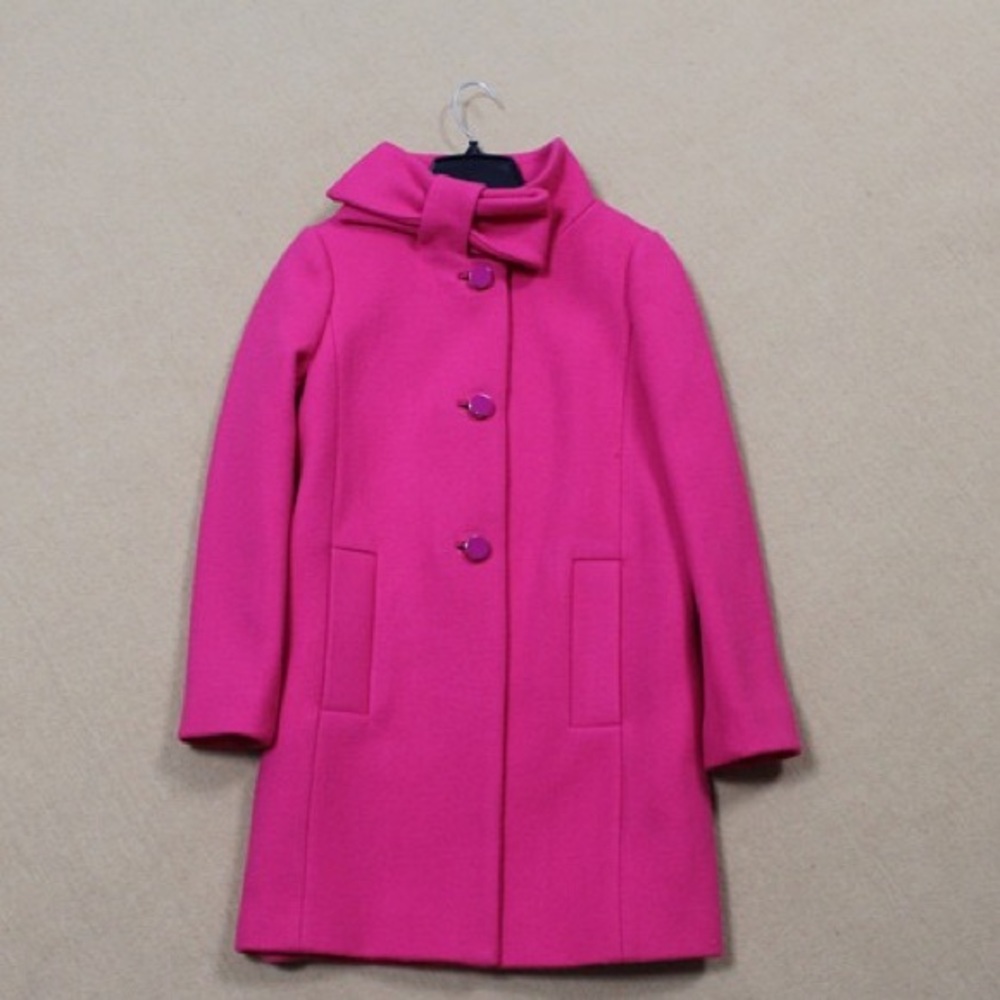 Kate spade bow neck wool pink jacket coat