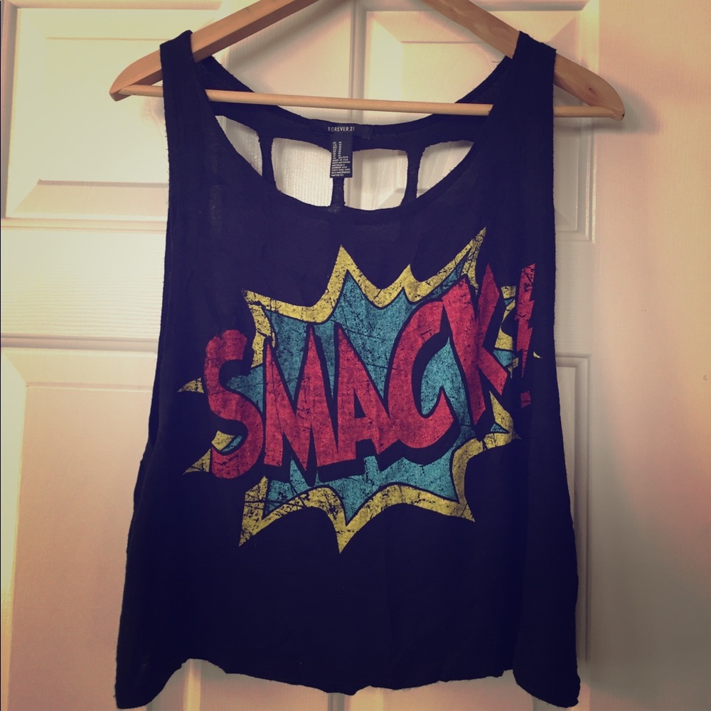 Forever 21 Cropped Graphic Tank Top M
