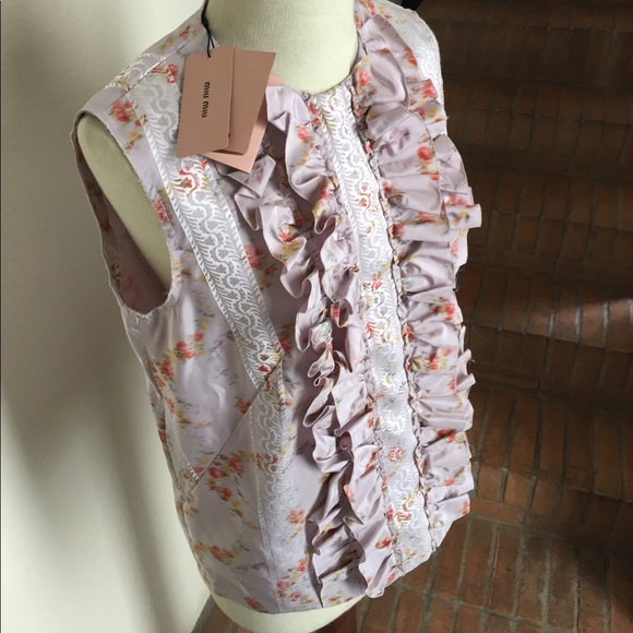 🚫SOLD🚫Miu Miu Lilla Taffetas Chinè Top - Picture 2 of 7