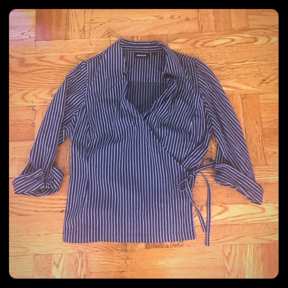Pinstriped Wrap Shirt