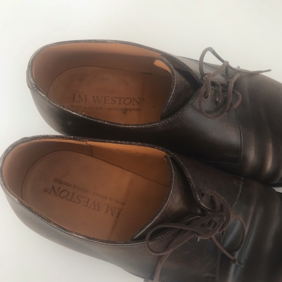 J.M. WESTON MENS BROWN LACE UP SHOES - Picture 3 of 4