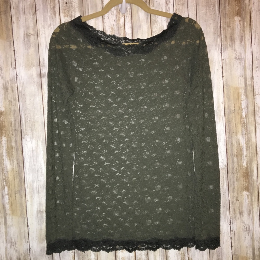 Free People Lace Top Medium Green