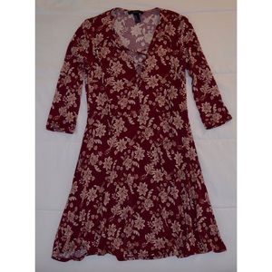 Maroon Floral Skater Dress