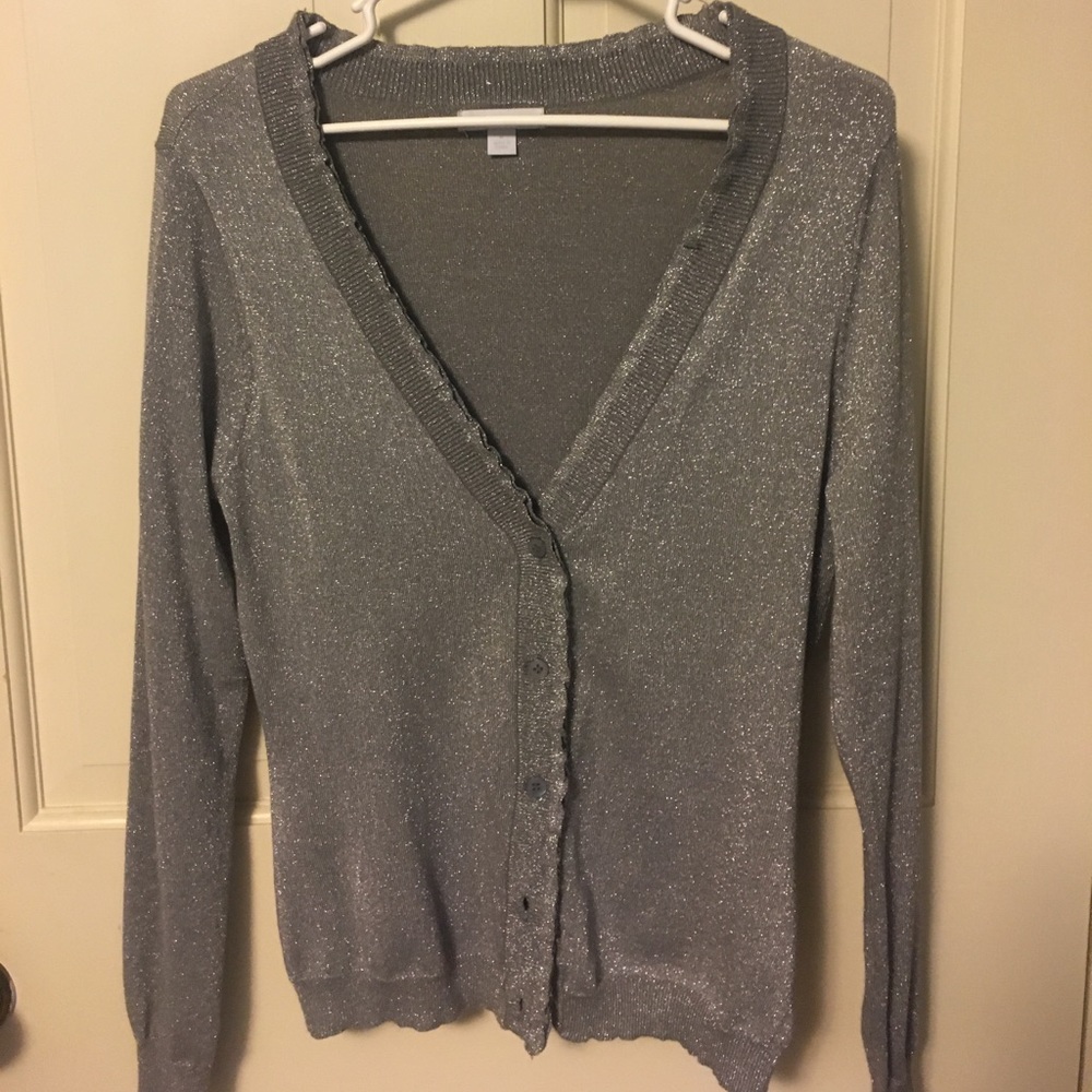 Gorgeous silver sparkle cardigan by NY&Co size M