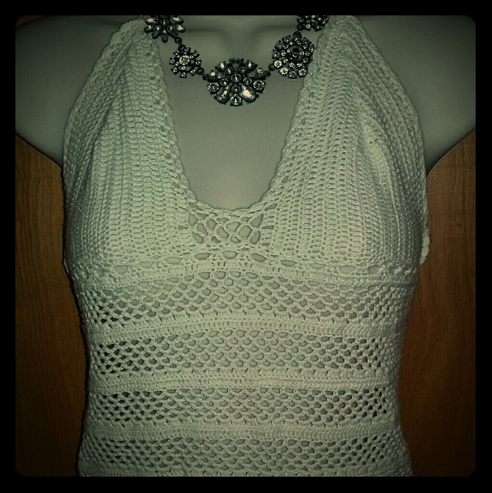 XS/S bohemian style ivory crochet tank. Beautiful.