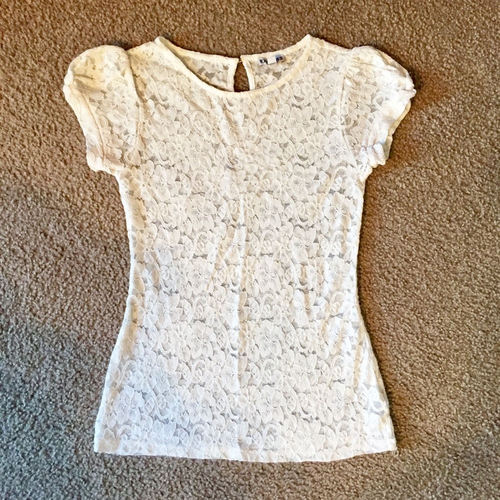 Express Cream Sheer Lace Top