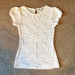 Express Cream Sheer Lace Top