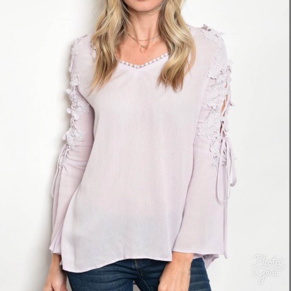 Lavender Lace Up Blouse