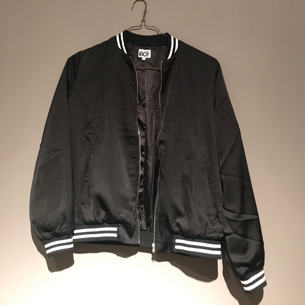Trendy silky black track jacket