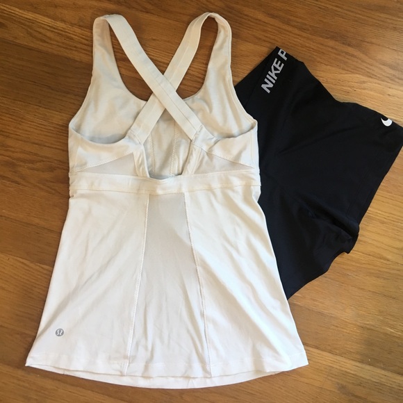 lululemon athletica Tops - Lululemon cream tank with mesh panels XS