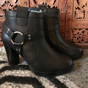 NIB HD Black Leather Biker Boots 7.5M - Runs Large