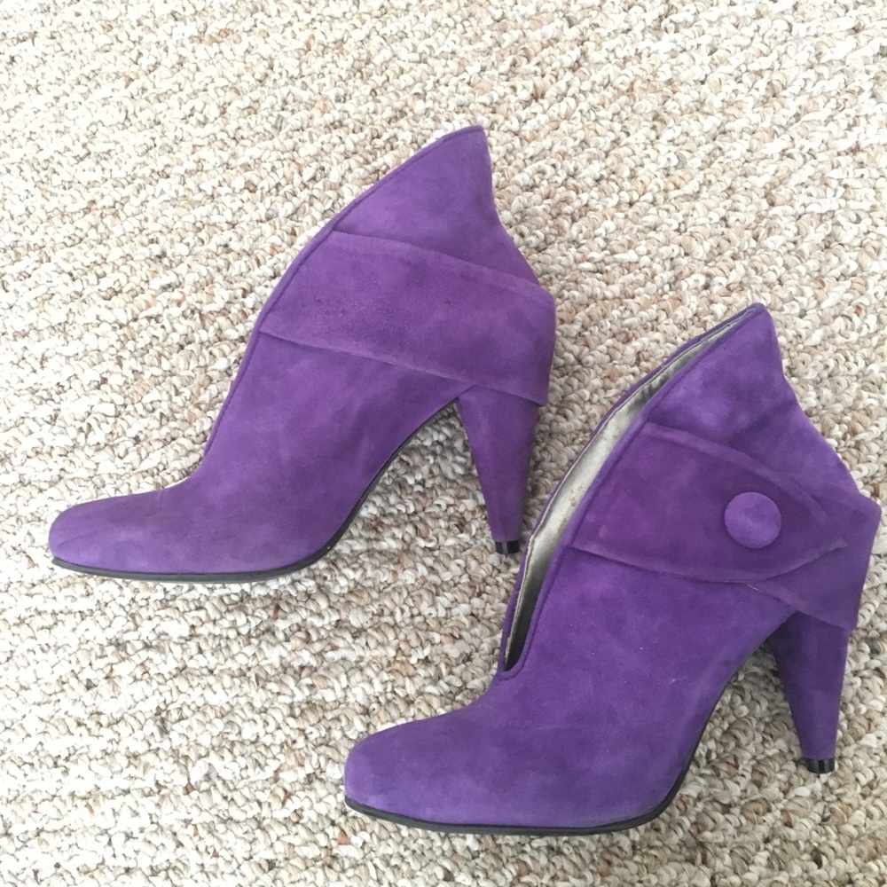 Purple suede booties